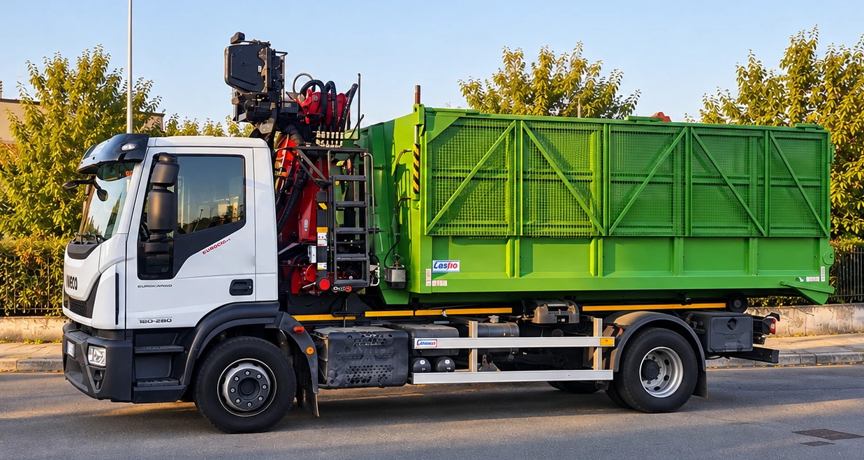 IVECO Eurocargo 160 con gru idraulica, fotografia nel contesto originale